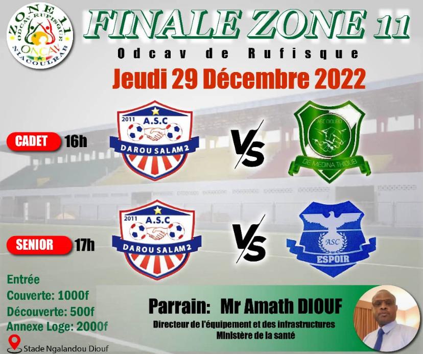 Suivez la finale de la zone 11 de Rufisque ce jeudi 29 décembre au stade Ngalandou Diouf