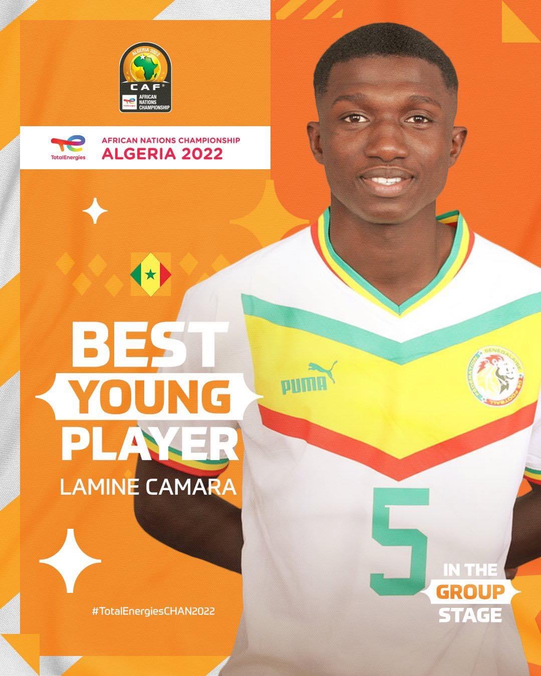 Lamine Camara est désigné meilleur jeune joueur de la phase de poule du chan 2023.  #senegal