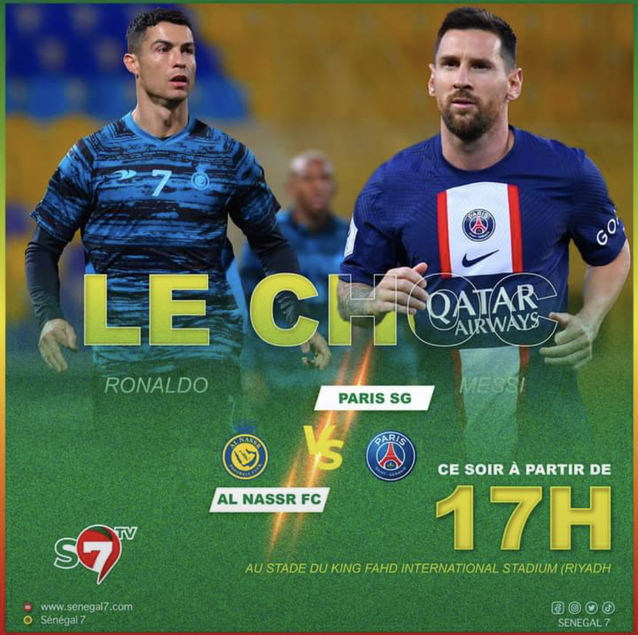 Le choc Al Nasr contre PSG ce soir à 17h. Ronaldo vs Messi l’ultime affrontement probablement