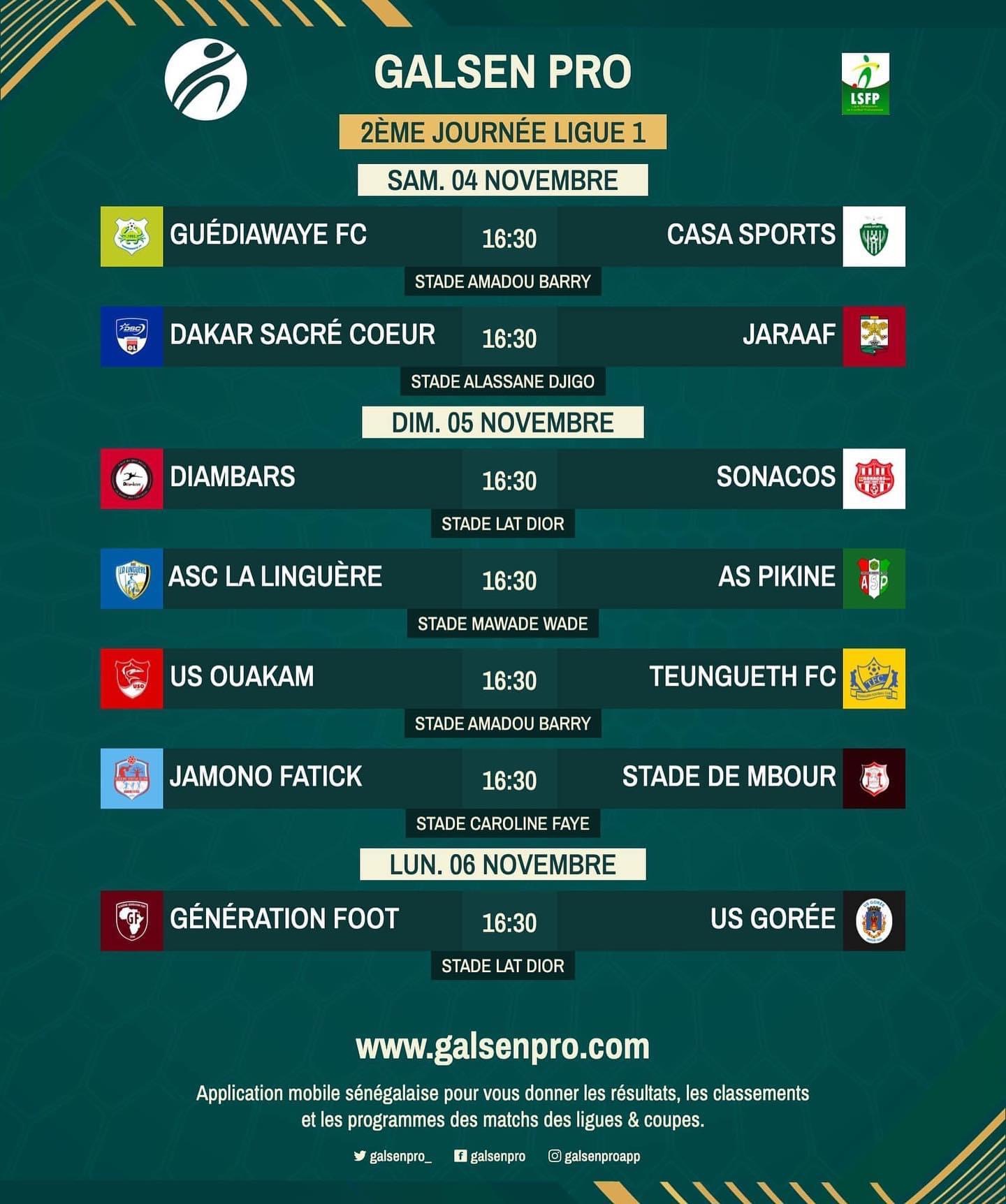 #Galsen pro – Votre programme de football Sénégalais du week-end avec des affiches alléchantes !
